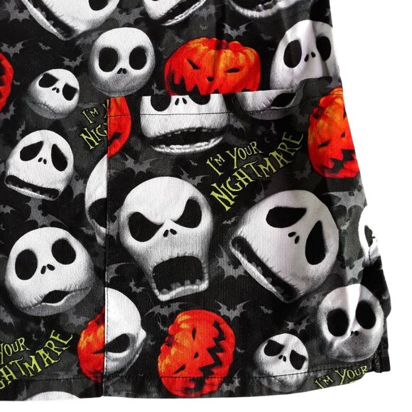 Disney Nightmare Before Christmas Scrub Top L Jack Skellington Halloween Pumpkin - Picture 3 of 9